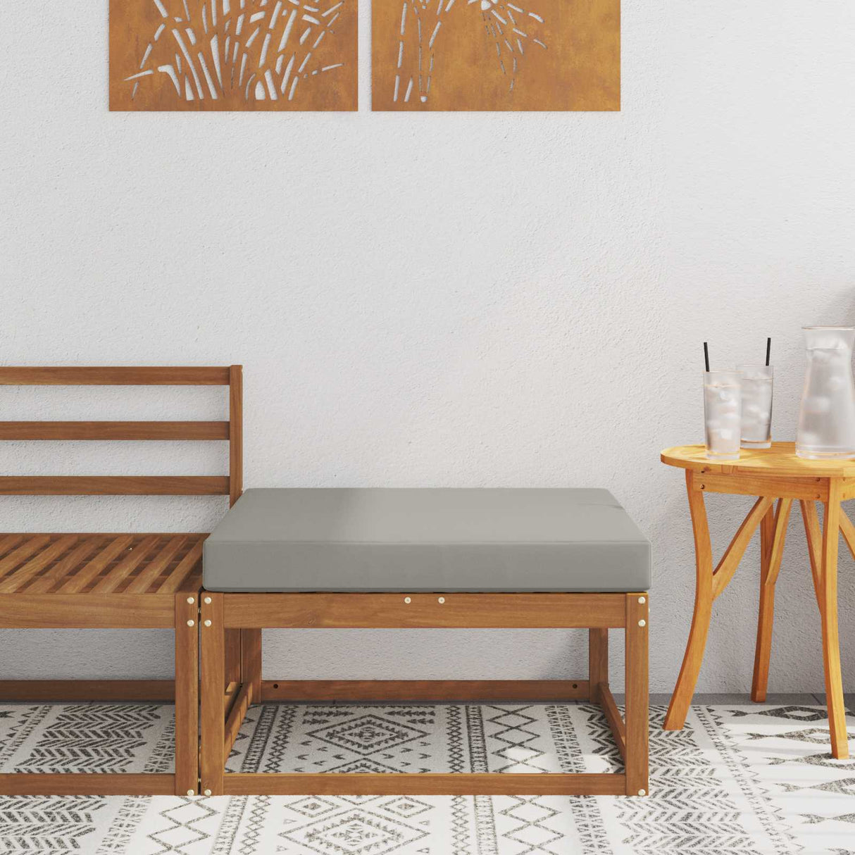 vidaXL Outdoor Ottoman Solid Acacia Wood Natural