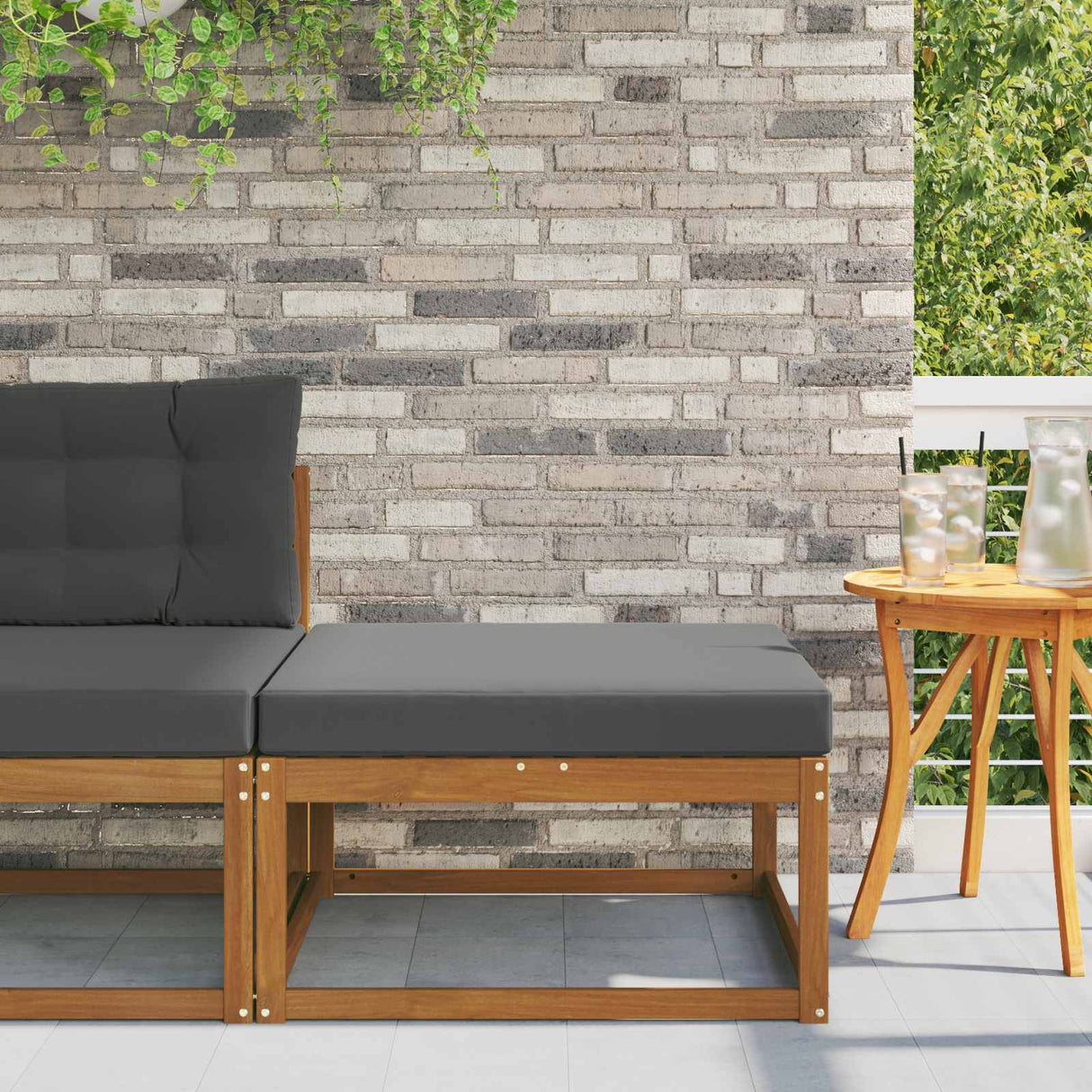 vidaXL Outdoor Ottoman Solid Acacia Wood Natural