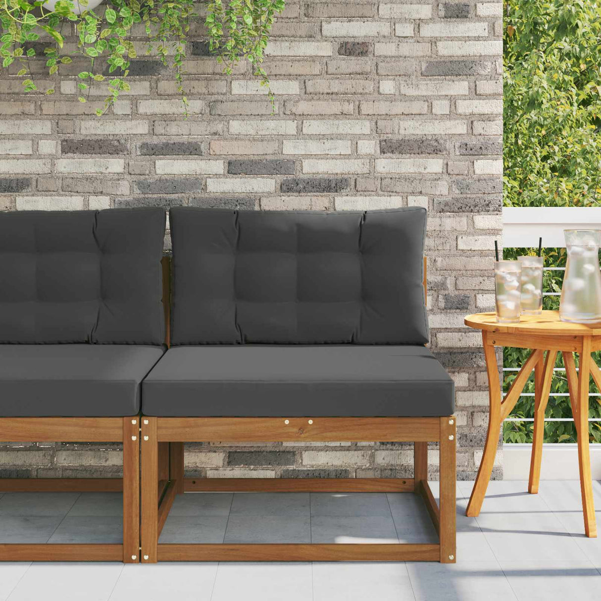 vidaXL Outdoor Ottoman Solid Acacia Wood Natural