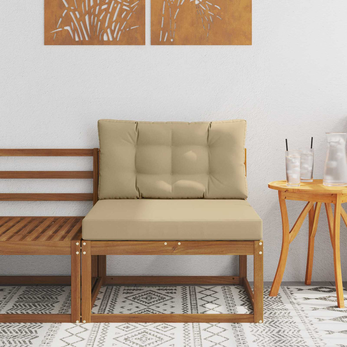 vidaXL Outdoor Ottoman Solid Acacia Wood Natural