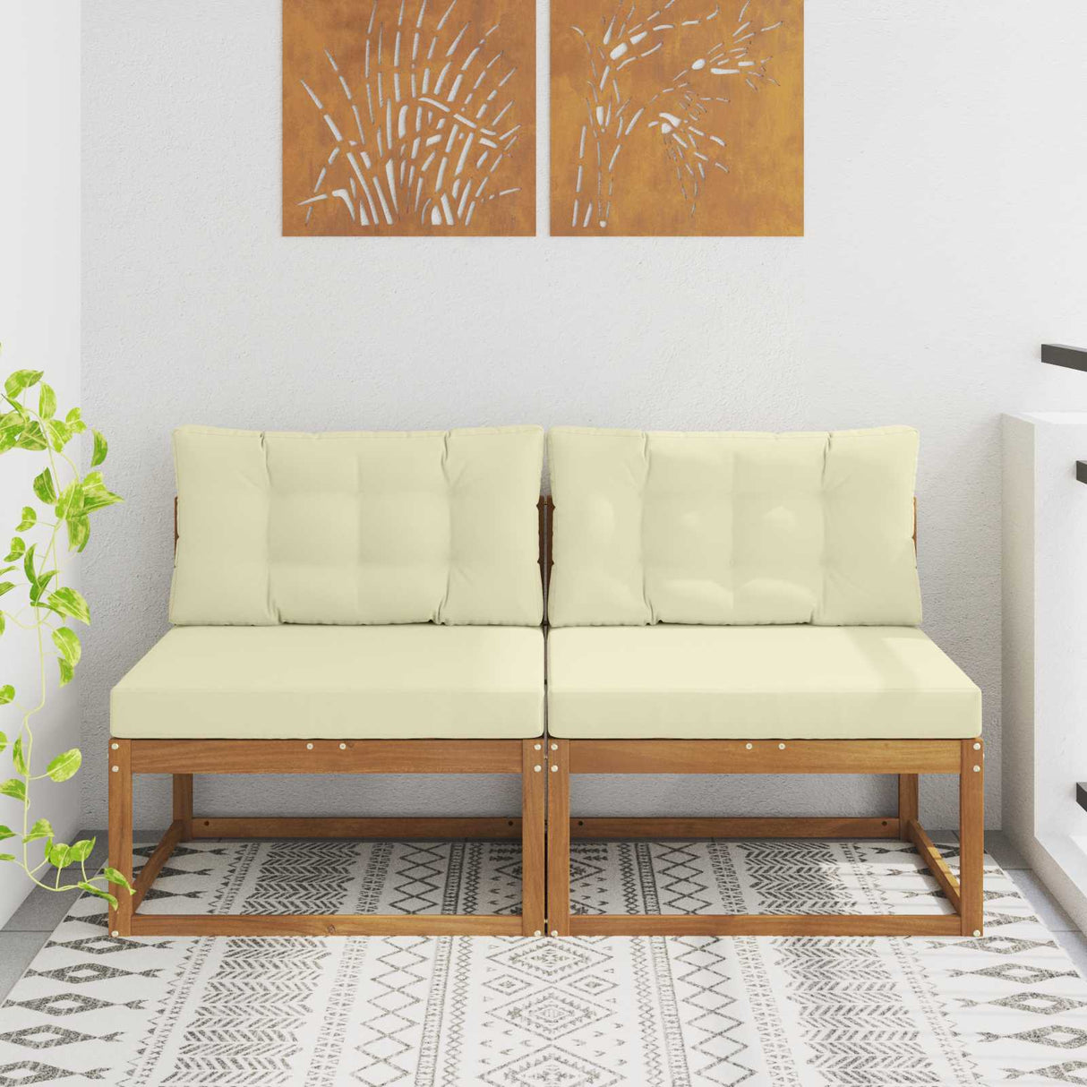vidaXL Outdoor Ottoman Solid Acacia Wood Natural