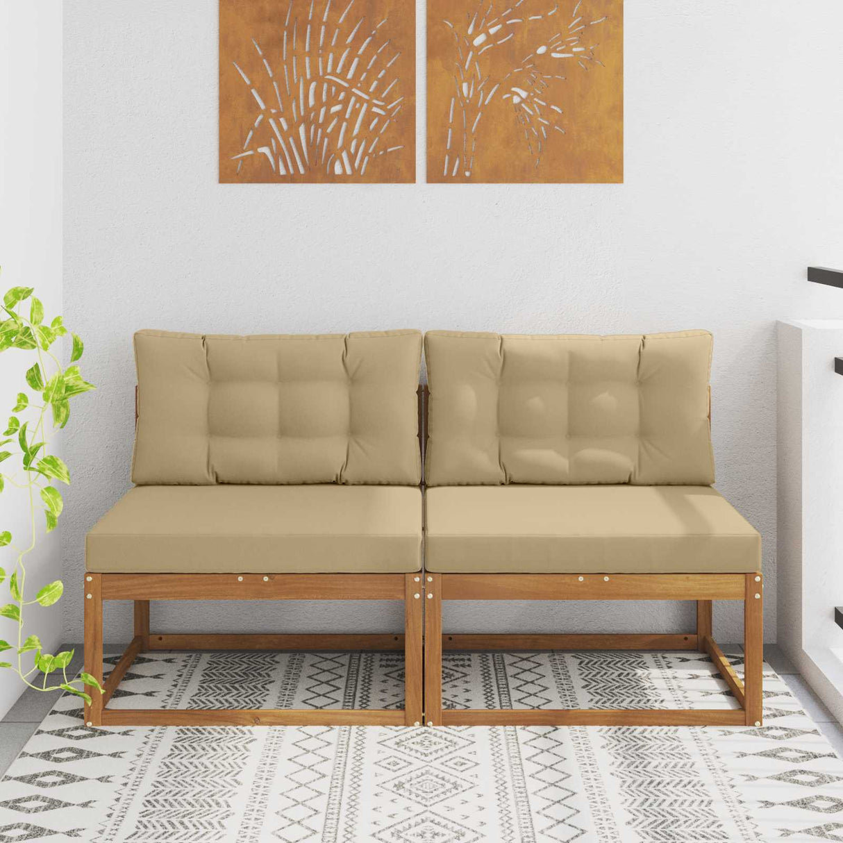 vidaXL Outdoor Ottoman Solid Acacia Wood Natural