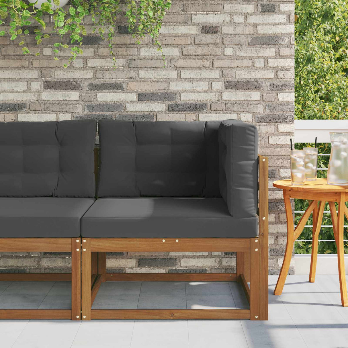 vidaXL Outdoor Ottoman Solid Acacia Wood Natural