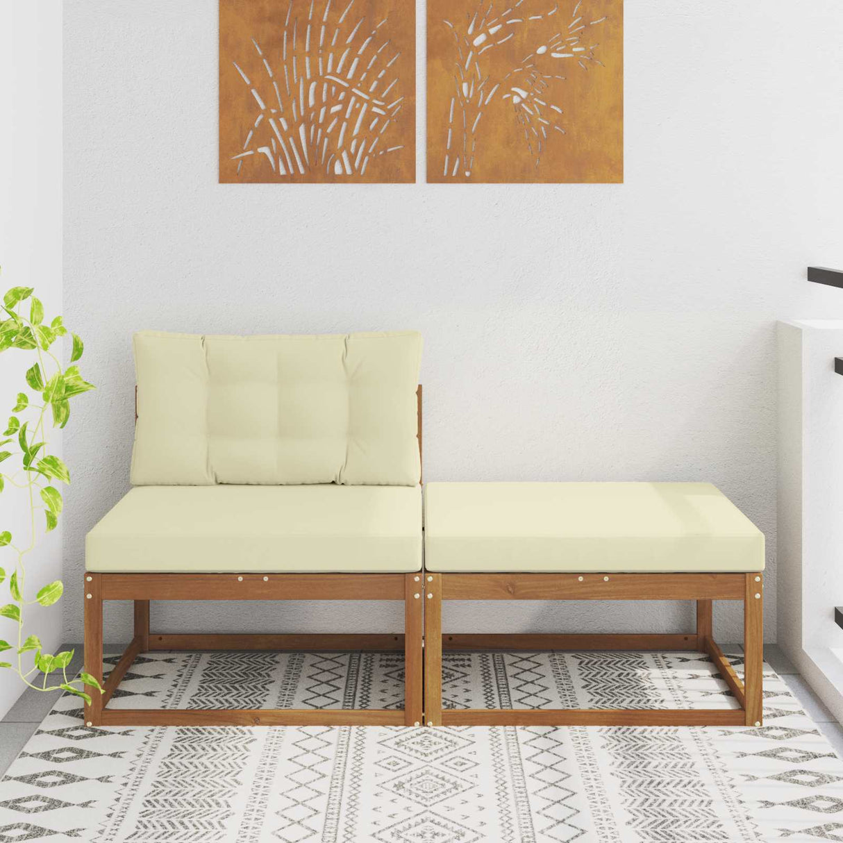 vidaXL Outdoor Ottoman Solid Acacia Wood Natural