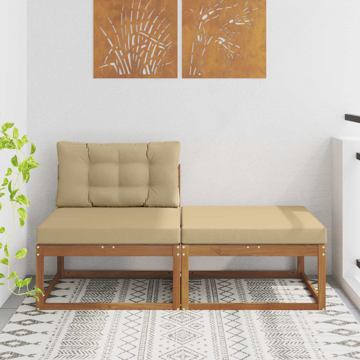 vidaXL Outdoor Ottoman Solid Acacia Wood Natural