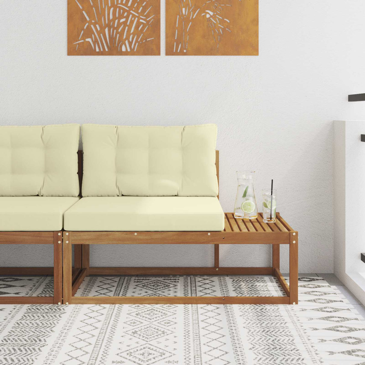 vidaXL Outdoor Ottoman Solid Acacia Wood Natural