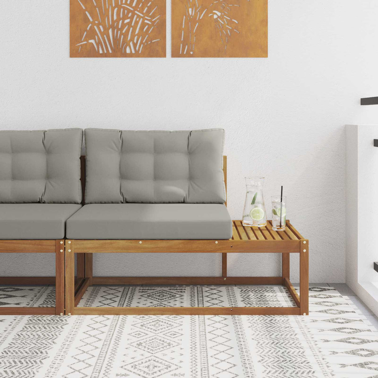 vidaXL Outdoor Ottoman Solid Acacia Wood Natural