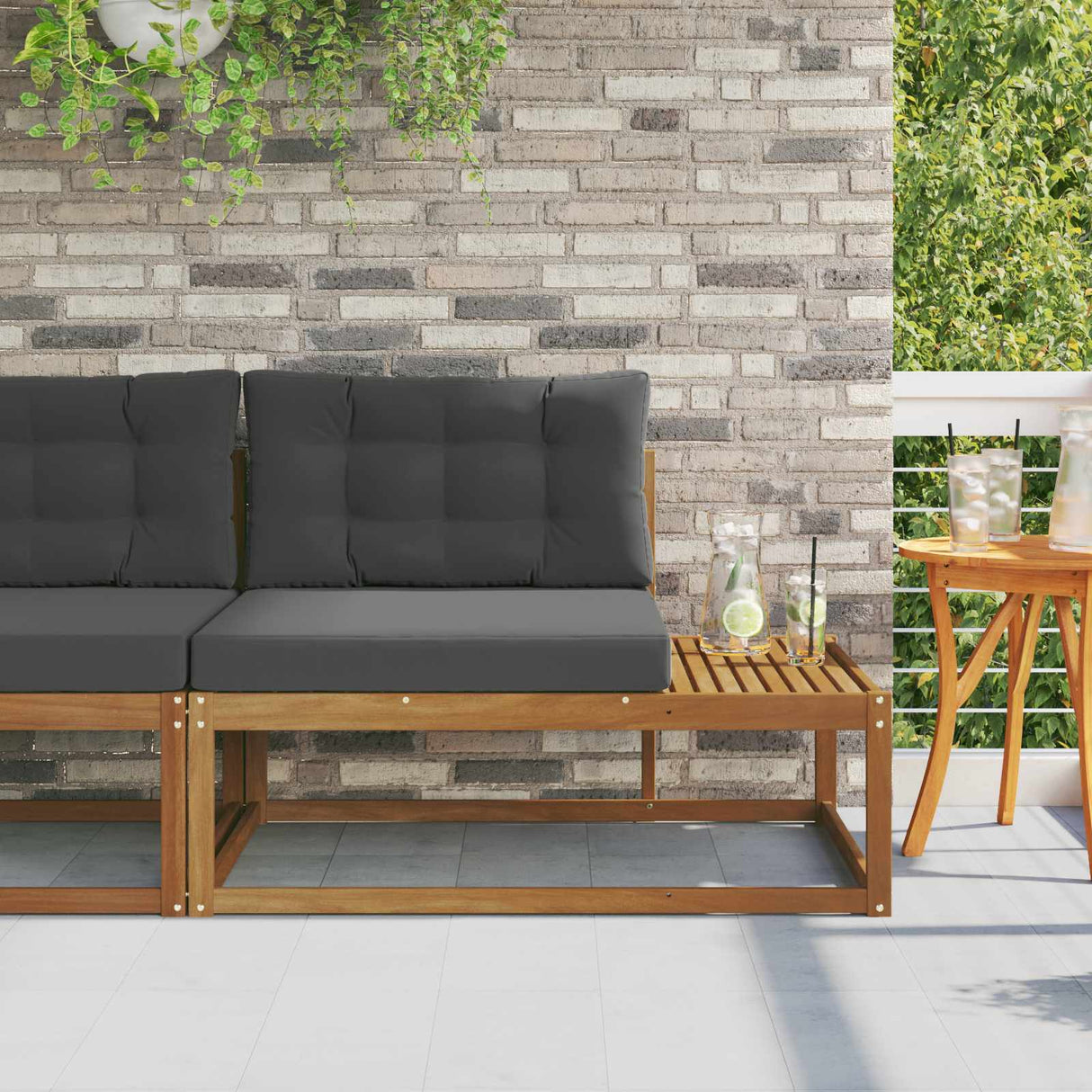 vidaXL Outdoor Ottoman Solid Acacia Wood Natural