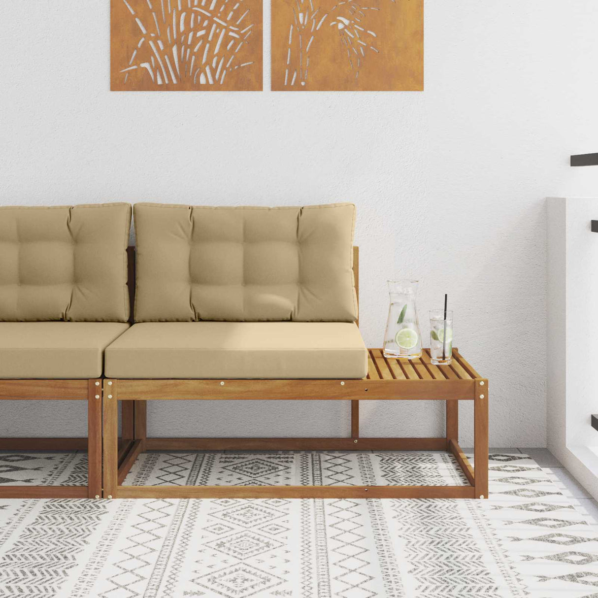 vidaXL Outdoor Ottoman Solid Acacia Wood Natural
