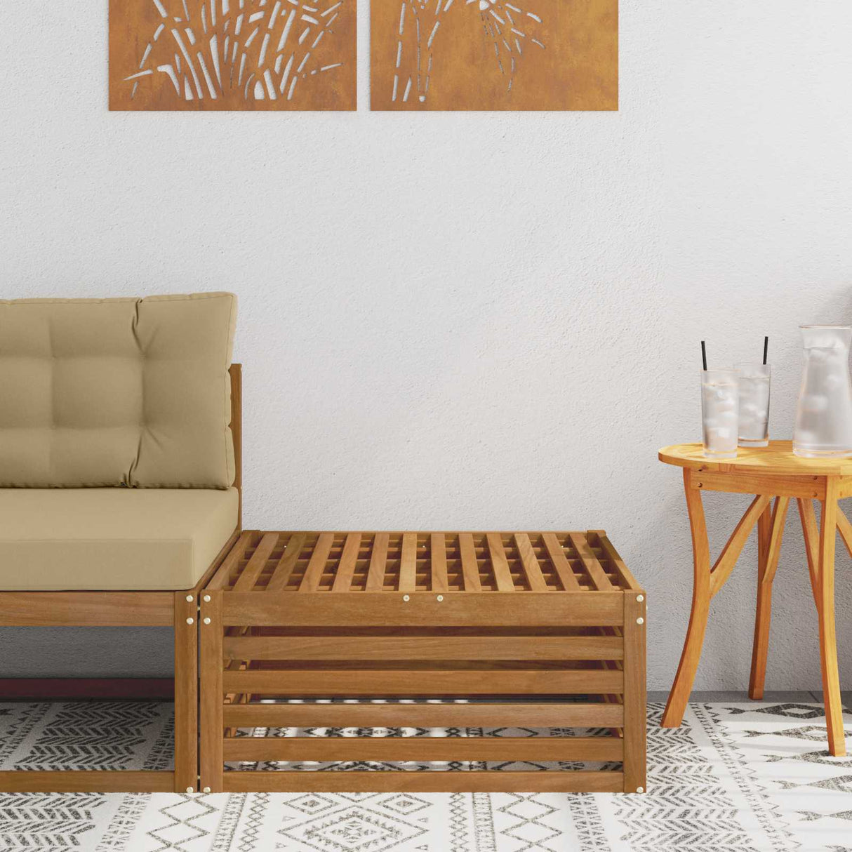 vidaXL Outdoor Footstool Solid Acacia Wood Natural