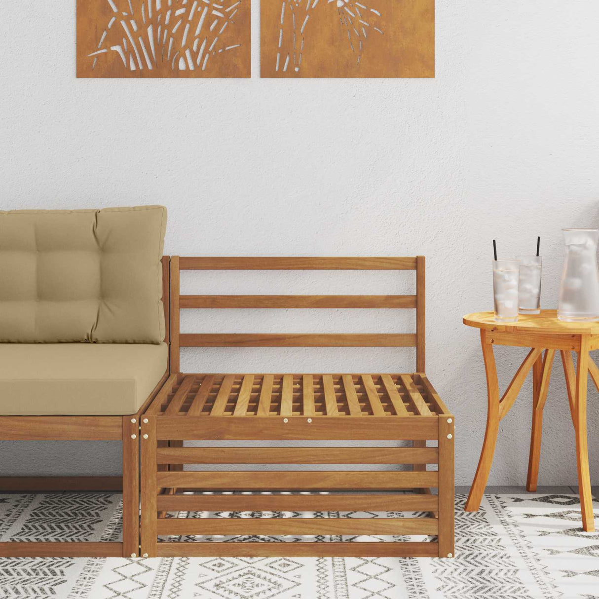 vidaXL Outdoor Footstool Solid Acacia Wood Natural