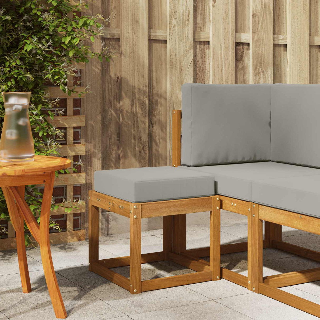 vidaXL Wooden Stool Bench Natural 43 x 43 x 37 cm Solid Acacia Wood