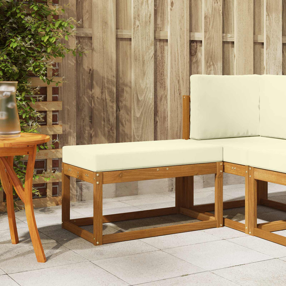 vidaXL Wooden Stool Bench Natural 43 x 43 x 37 cm Solid Acacia Wood