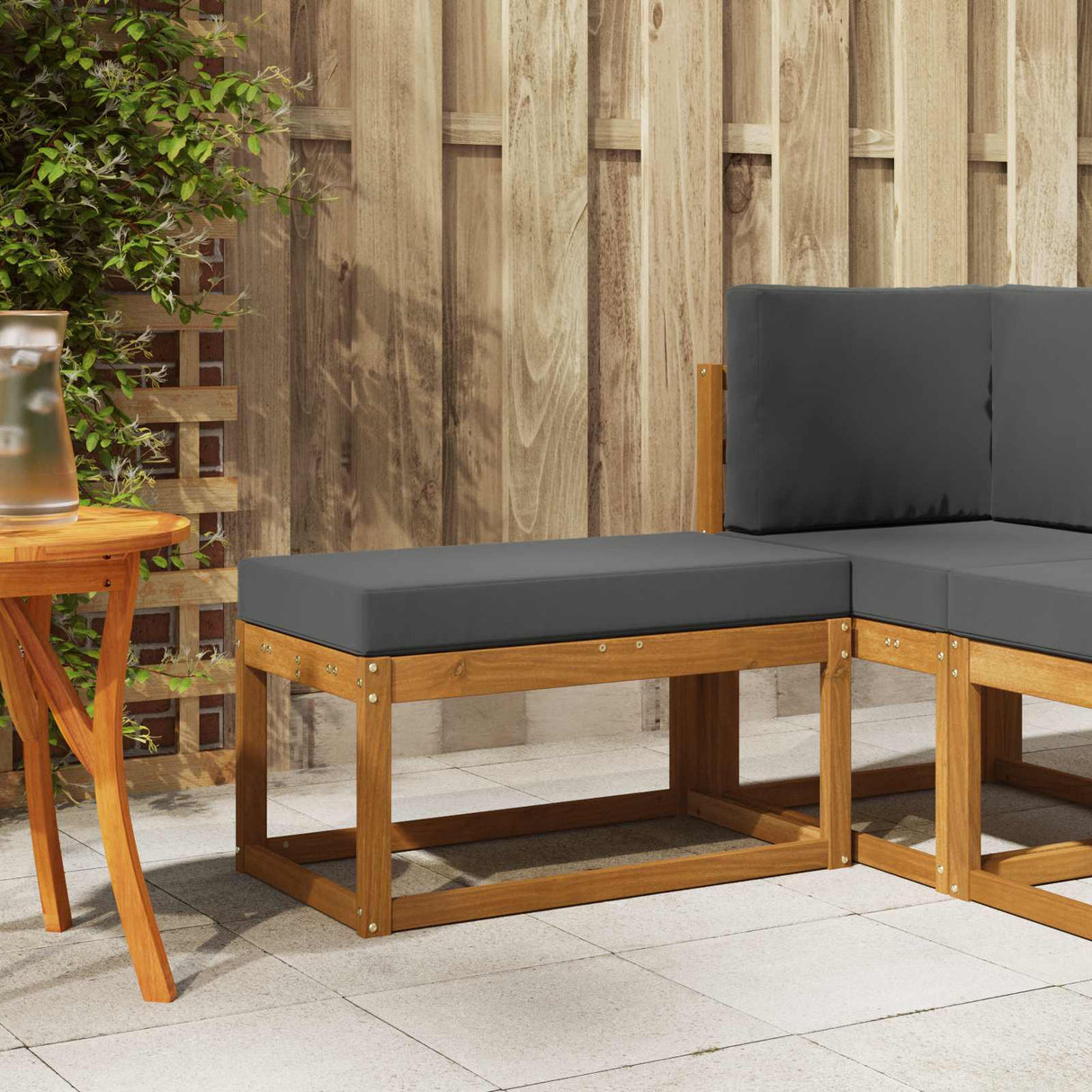 vidaXL Wooden Stool Bench Natural 43 x 43 x 37 cm Solid Acacia Wood