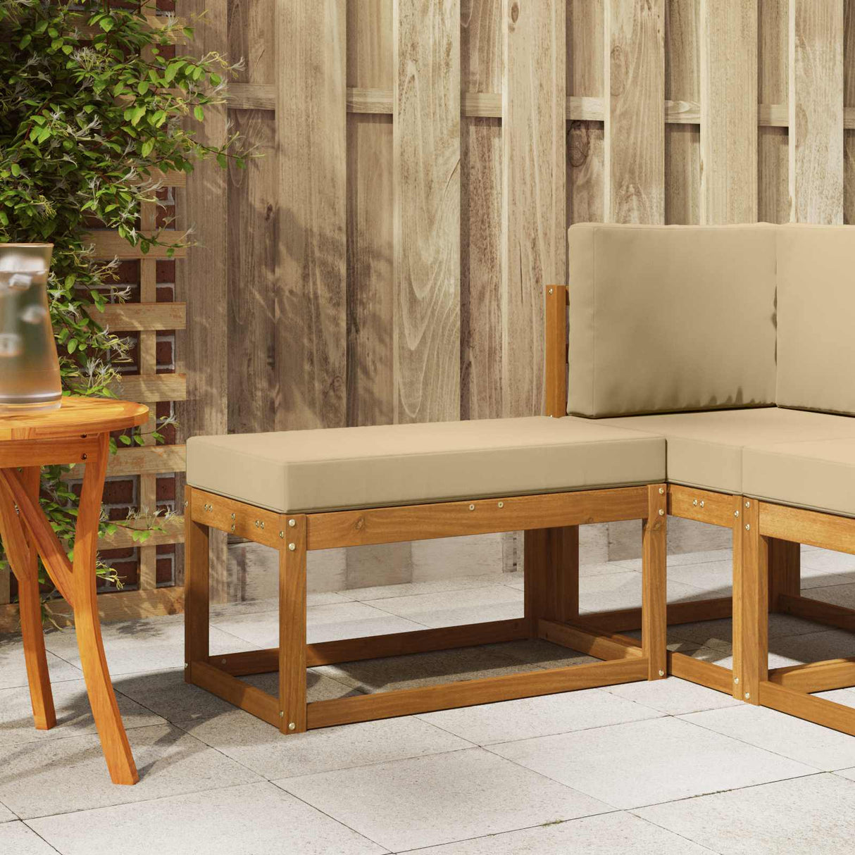 vidaXL Wooden Stool Bench Natural 43 x 43 x 37 cm Solid Acacia Wood