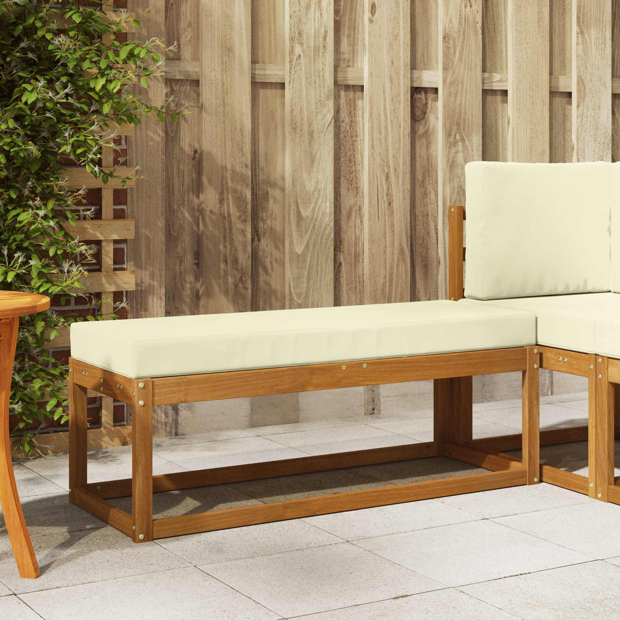 vidaXL Wooden Stool Bench Natural 43 x 43 x 37 cm Solid Acacia Wood