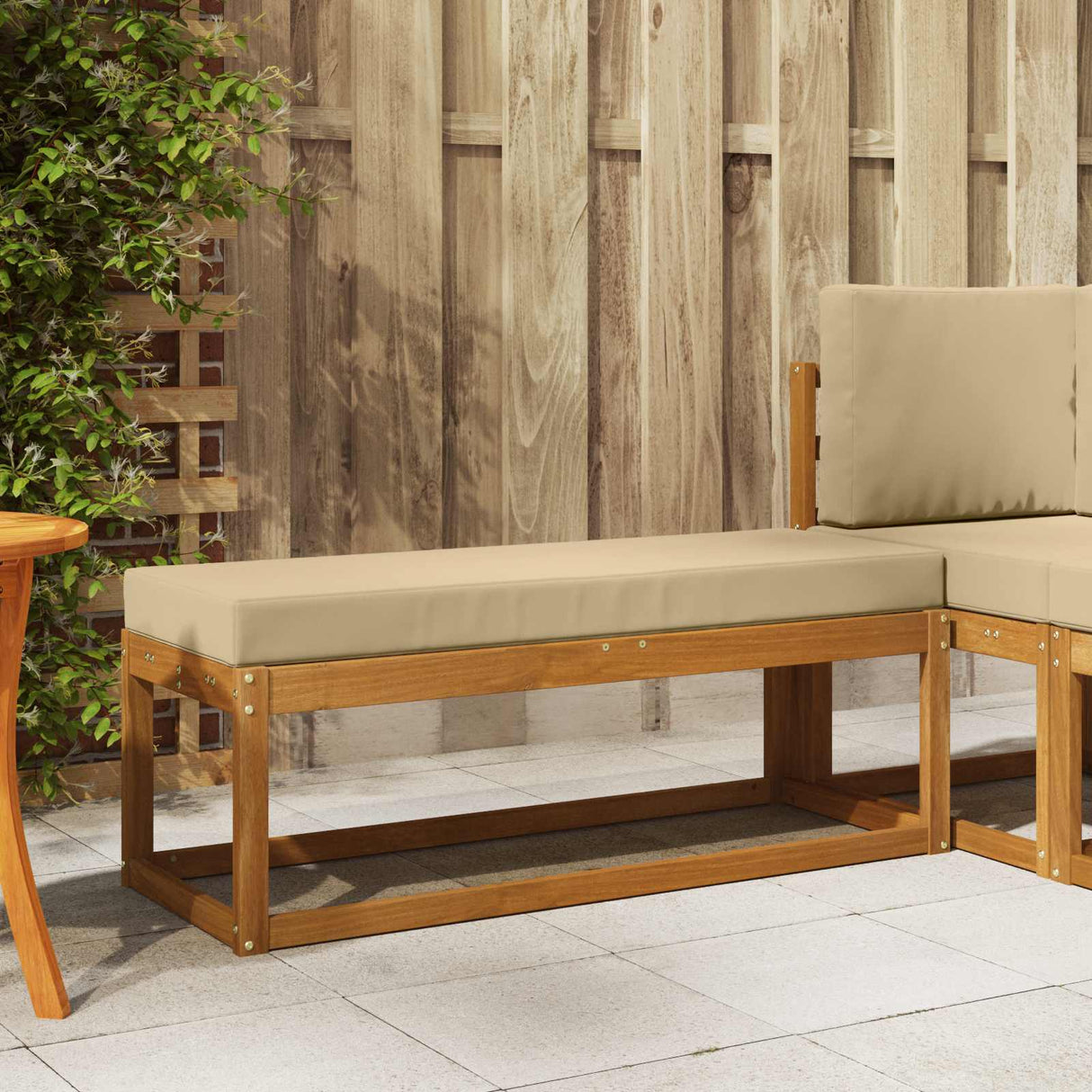 vidaXL Wooden Stool Bench Natural 43 x 43 x 37 cm Solid Acacia Wood