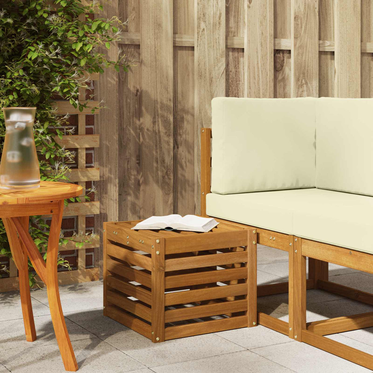 vidaXL Wooden Stool Bench Natural 43 x 43 x 37 cm Solid Acacia Wood