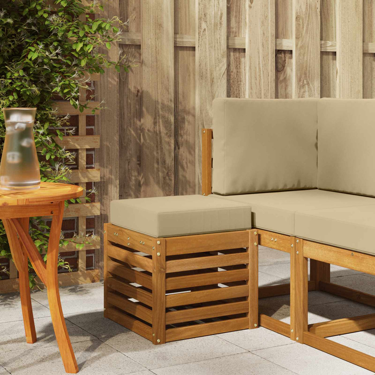 vidaXL Wooden Stool Bench Natural 43 x 43 x 37 cm Solid Acacia Wood