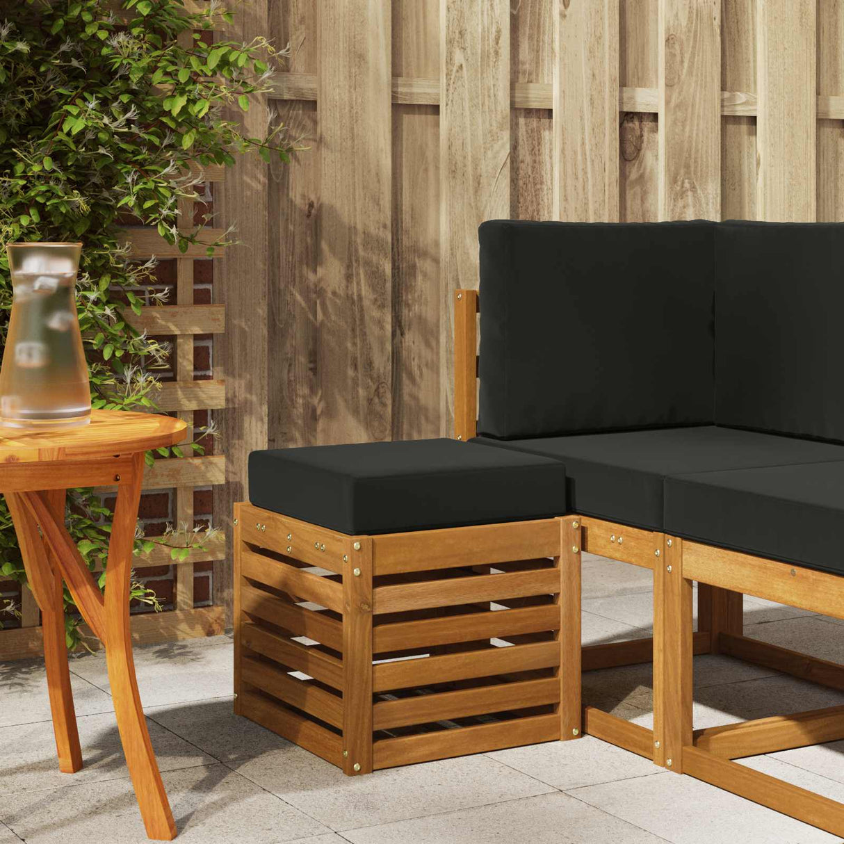 vidaXL Wooden Stool Bench Natural 43 x 43 x 37 cm Solid Acacia Wood
