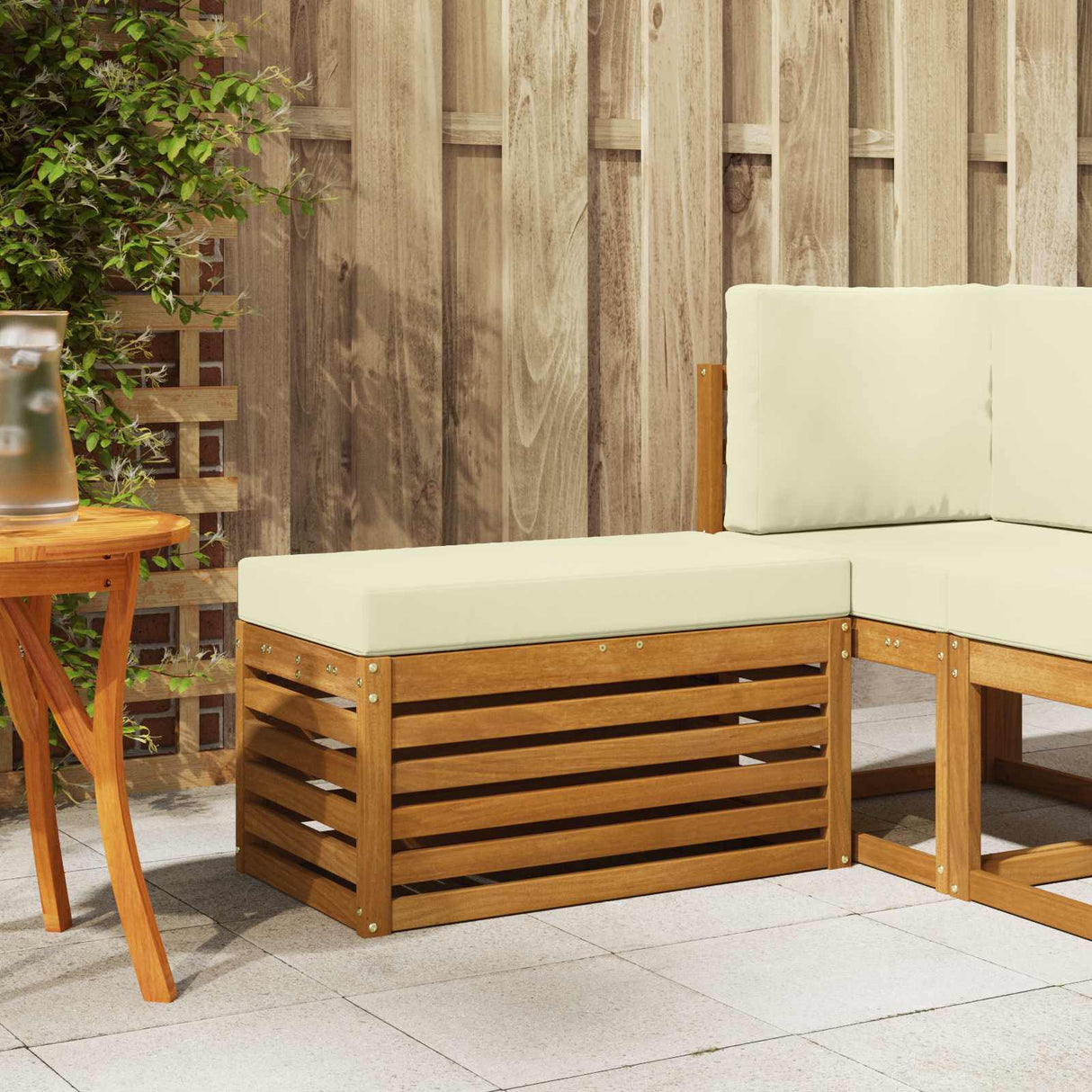 vidaXL Wooden Stool Bench Natural 43 x 43 x 37 cm Solid Acacia Wood