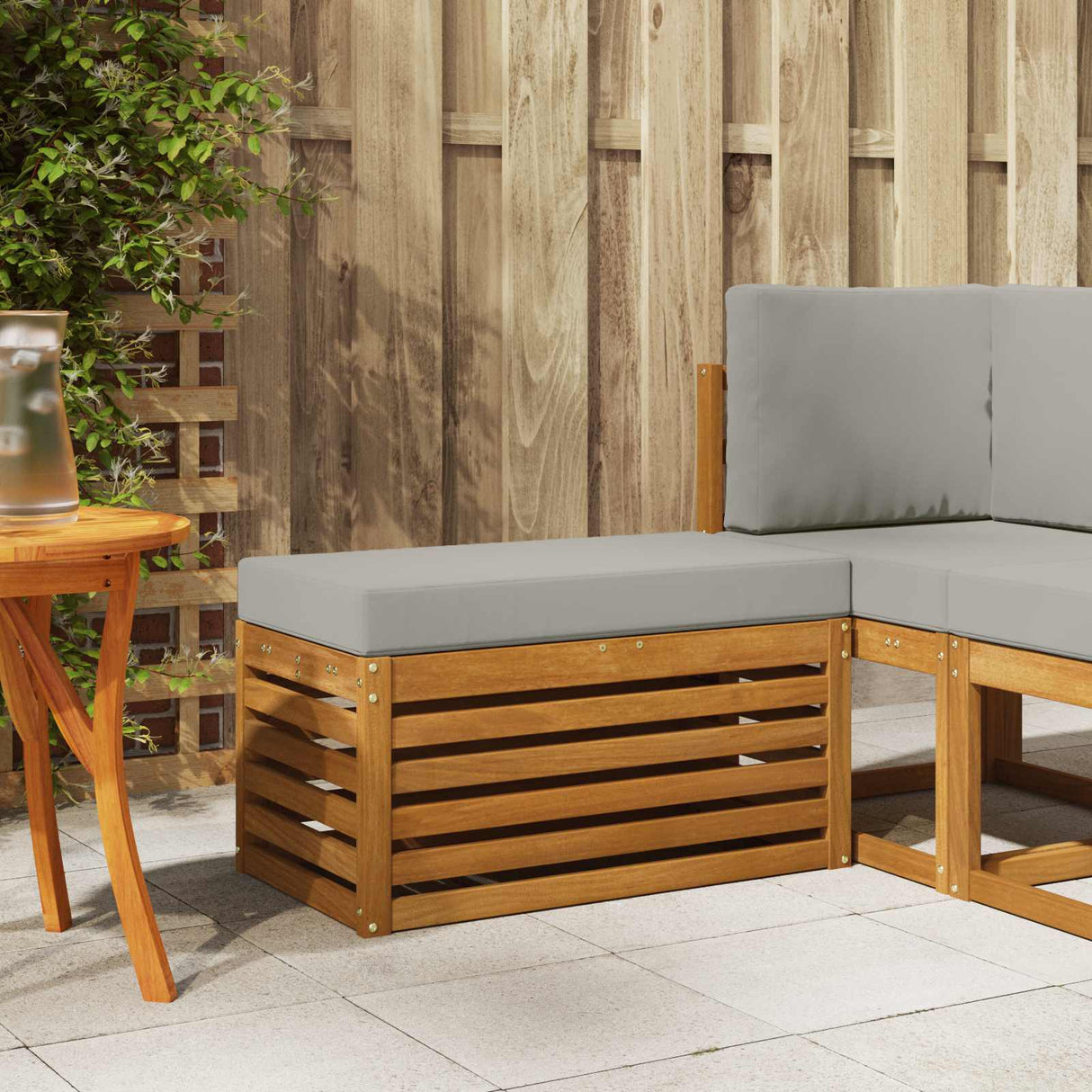 vidaXL Wooden Stool Bench Natural 43 x 43 x 37 cm Solid Acacia Wood