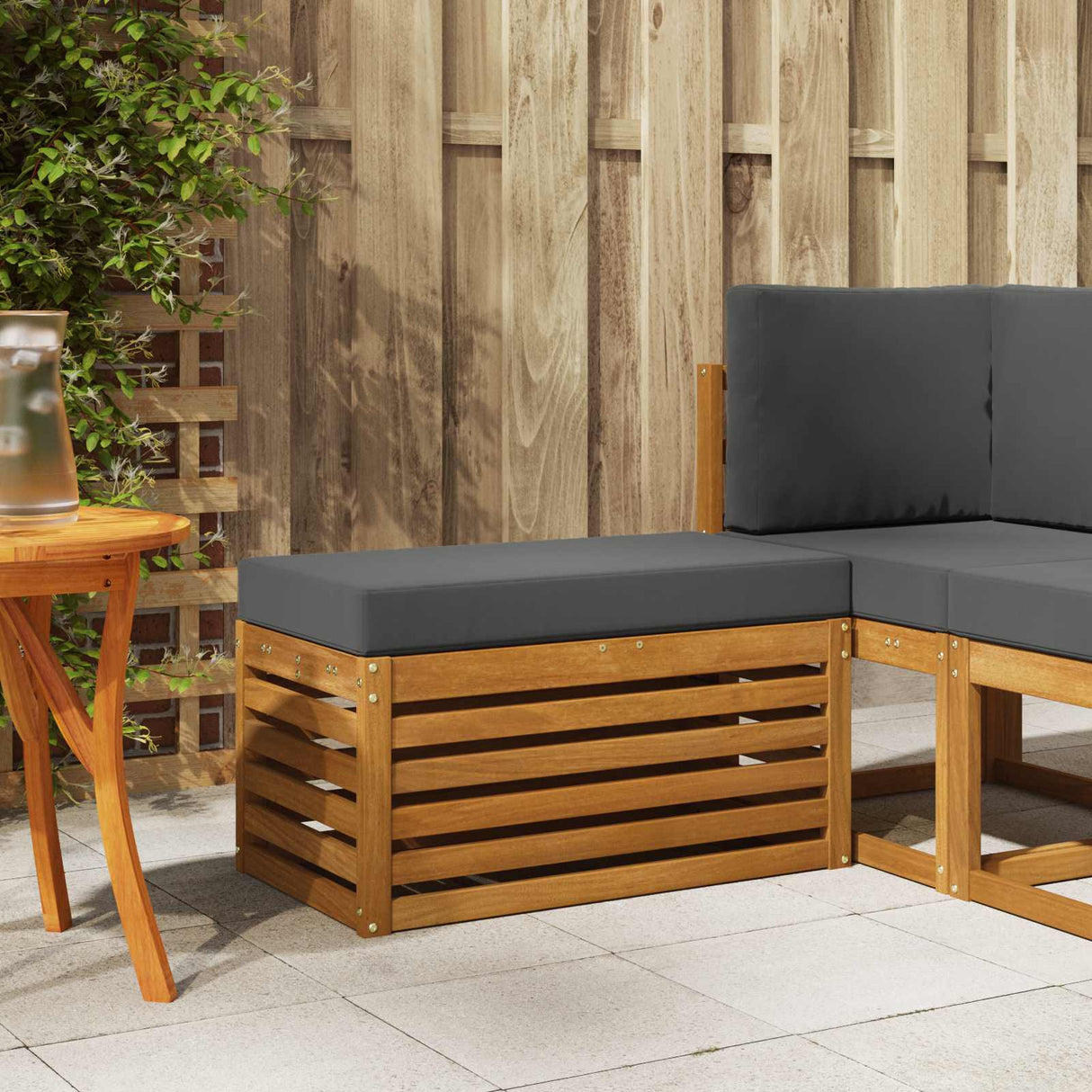 vidaXL Wooden Stool Bench Natural 43 x 43 x 37 cm Solid Acacia Wood