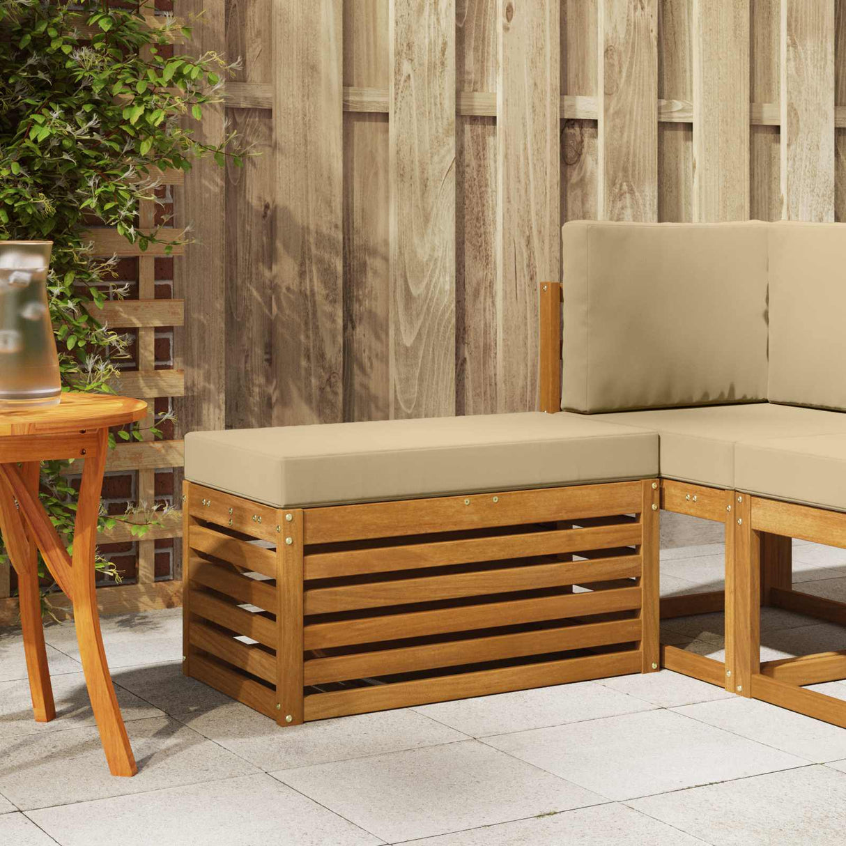 vidaXL Wooden Stool Bench Natural 43 x 43 x 37 cm Solid Acacia Wood