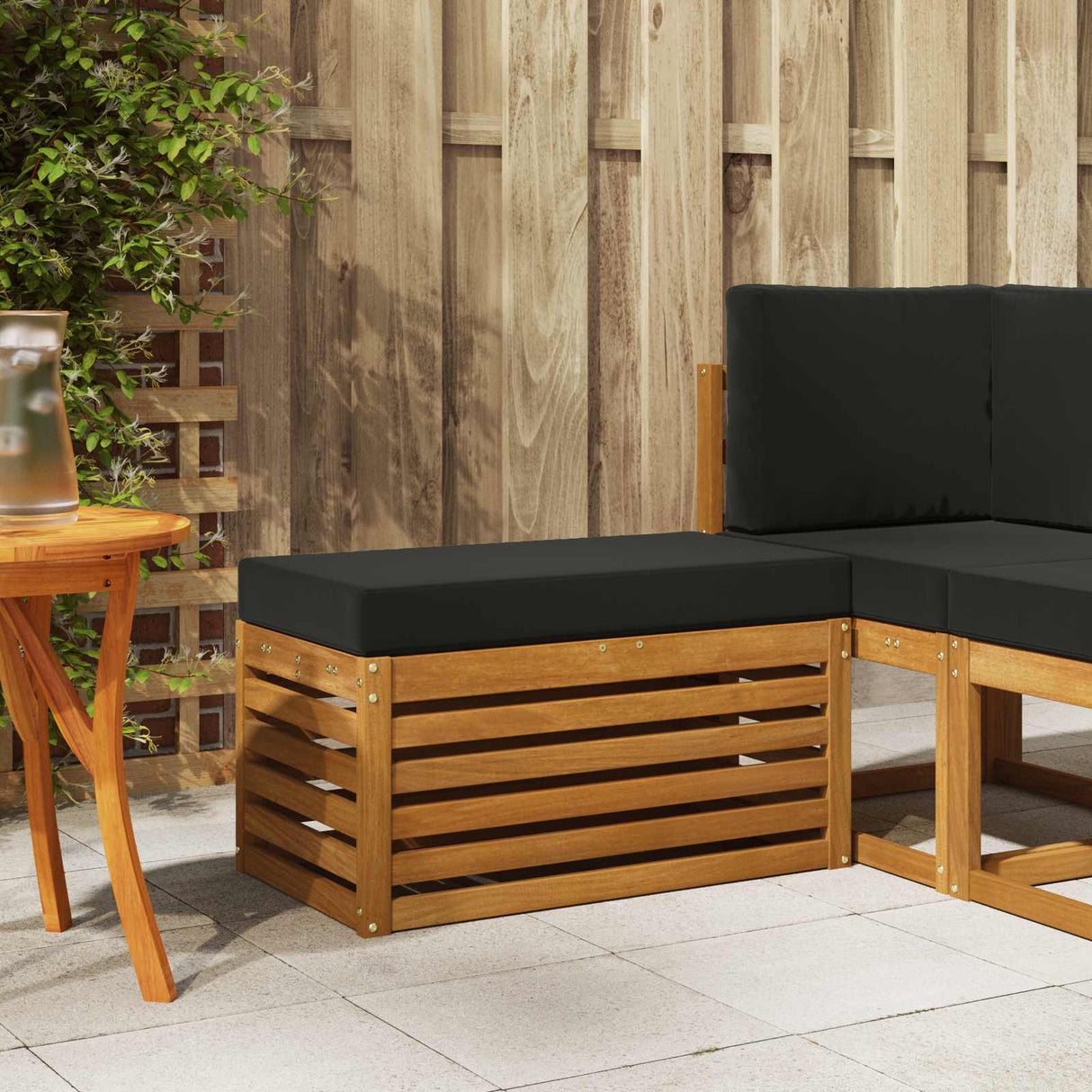 vidaXL Wooden Stool Bench Natural 43 x 43 x 37 cm Solid Acacia Wood