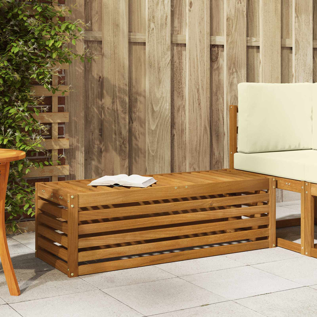 vidaXL Wooden Stool Bench Natural 43 x 43 x 37 cm Solid Acacia Wood