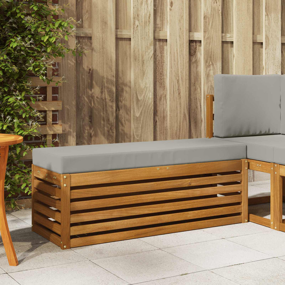 vidaXL Wooden Stool Bench Natural 43 x 43 x 37 cm Solid Acacia Wood