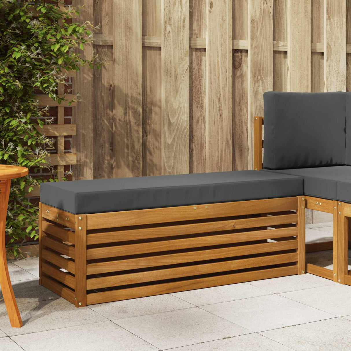 vidaXL Wooden Stool Bench Natural 43 x 43 x 37 cm Solid Acacia Wood