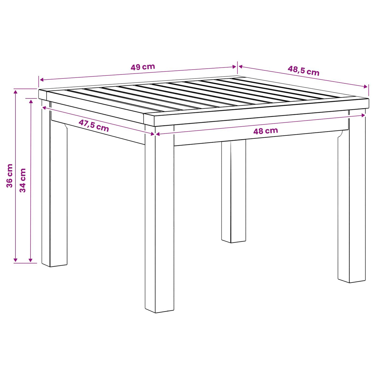 vidaXL Salontafel Naturel 40 x 40,5 x 36 cm Massief Acacia Hout