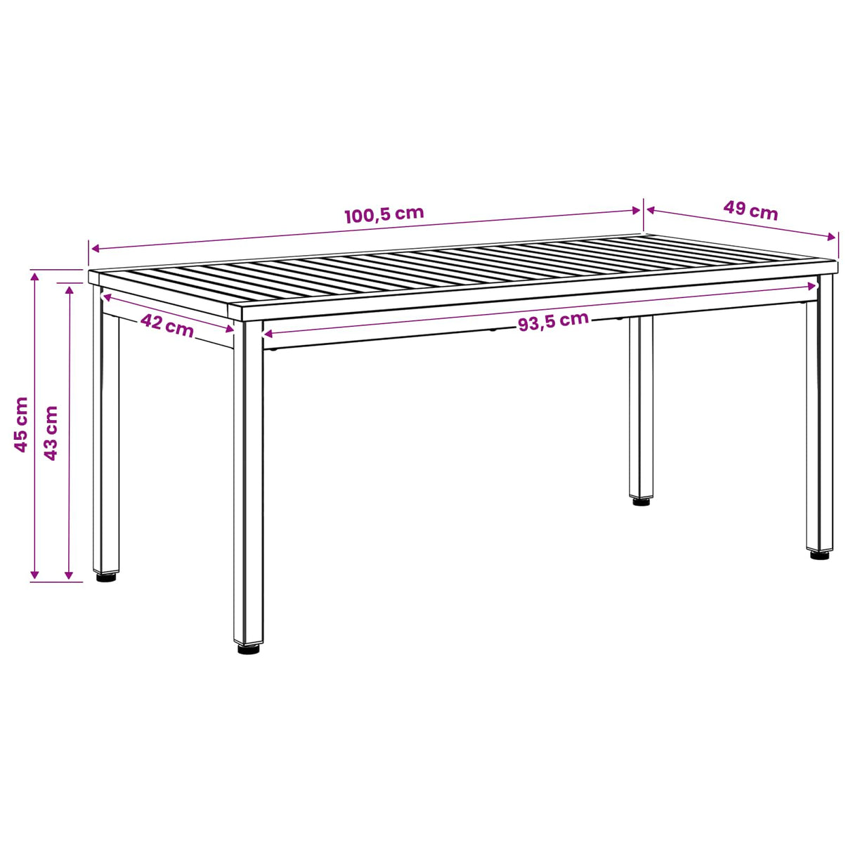 vidaXL Salontafel Naturel en Zwart 50 x 100,5 x 45 cm