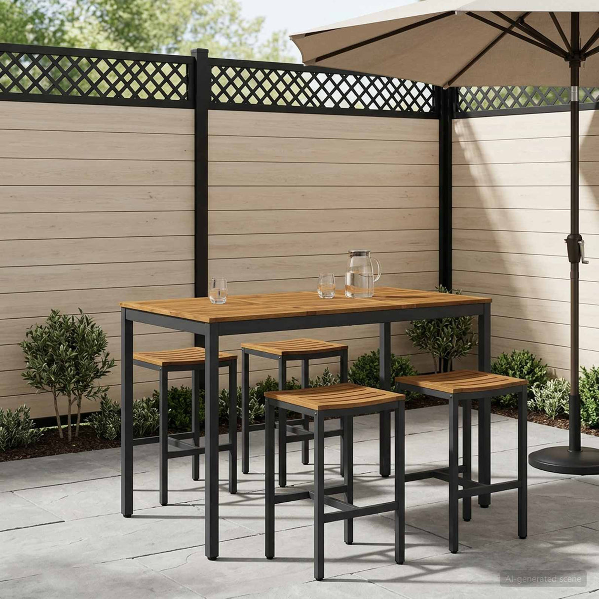 vidaXL Tuin Bar Tafel Natuurlijk en Wit 141 x 80,5 x 105 cm