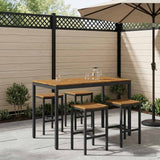 vidaXL Tuin Bar Tafel Natuurlijk en Wit 141 x 80,5 x 105 cm