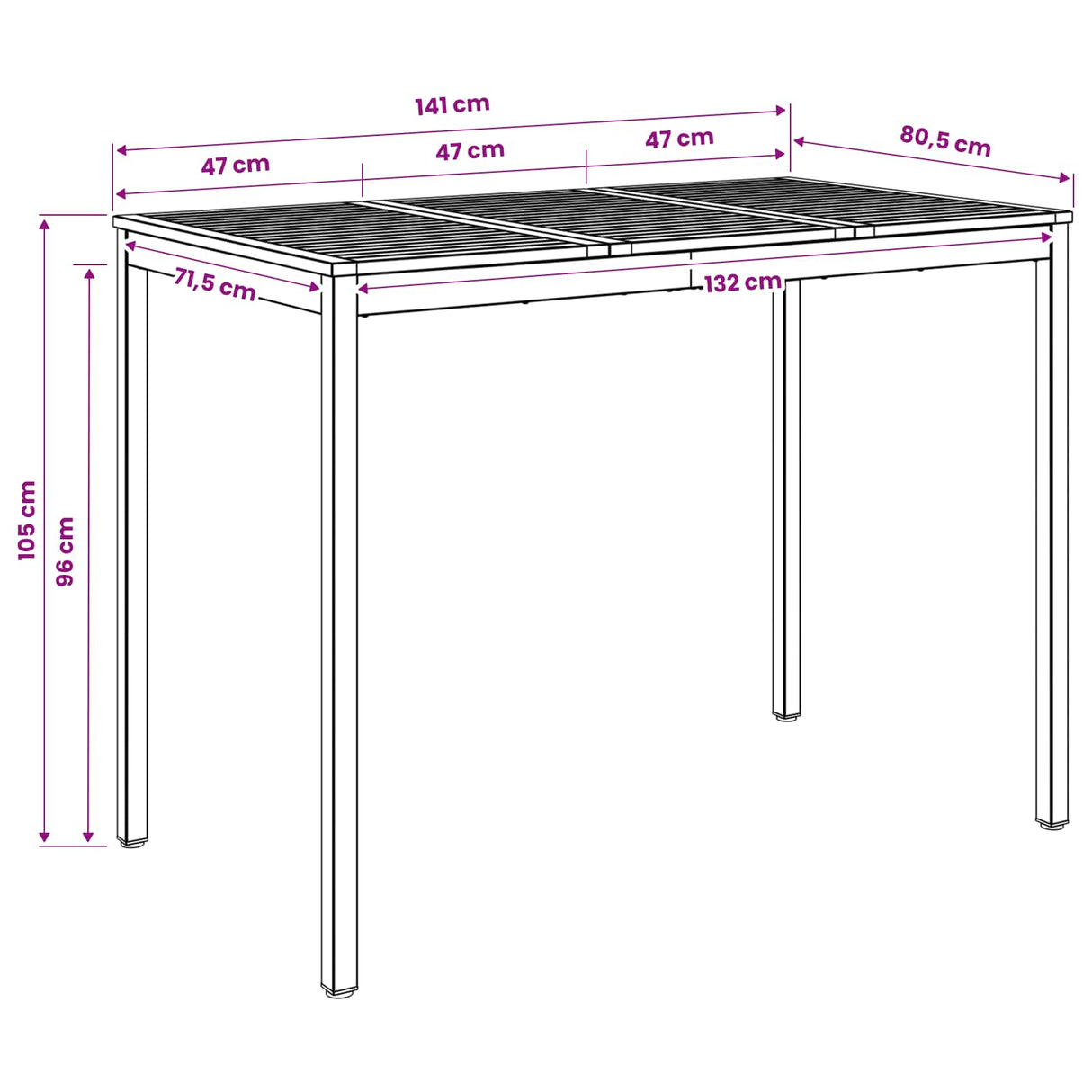 vidaXL Tuin Bar Tafel Natuurlijk en Wit 141 x 80,5 x 105 cm