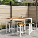 vidaXL Tuin Bar Tafel Natuurlijk en Wit 141 x 80,5 x 105 cm
