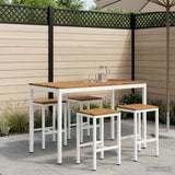 vidaXL Tuin Bar Tafel Natuurlijk en Wit 141 x 80,5 x 105 cm