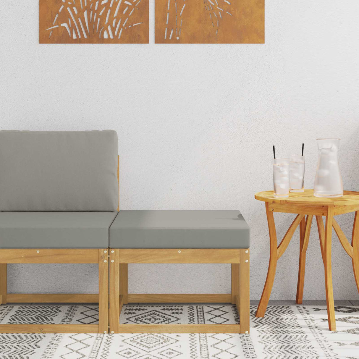 vidaXL Buiten Midden Sofa Massief Acacia Hout Naturel