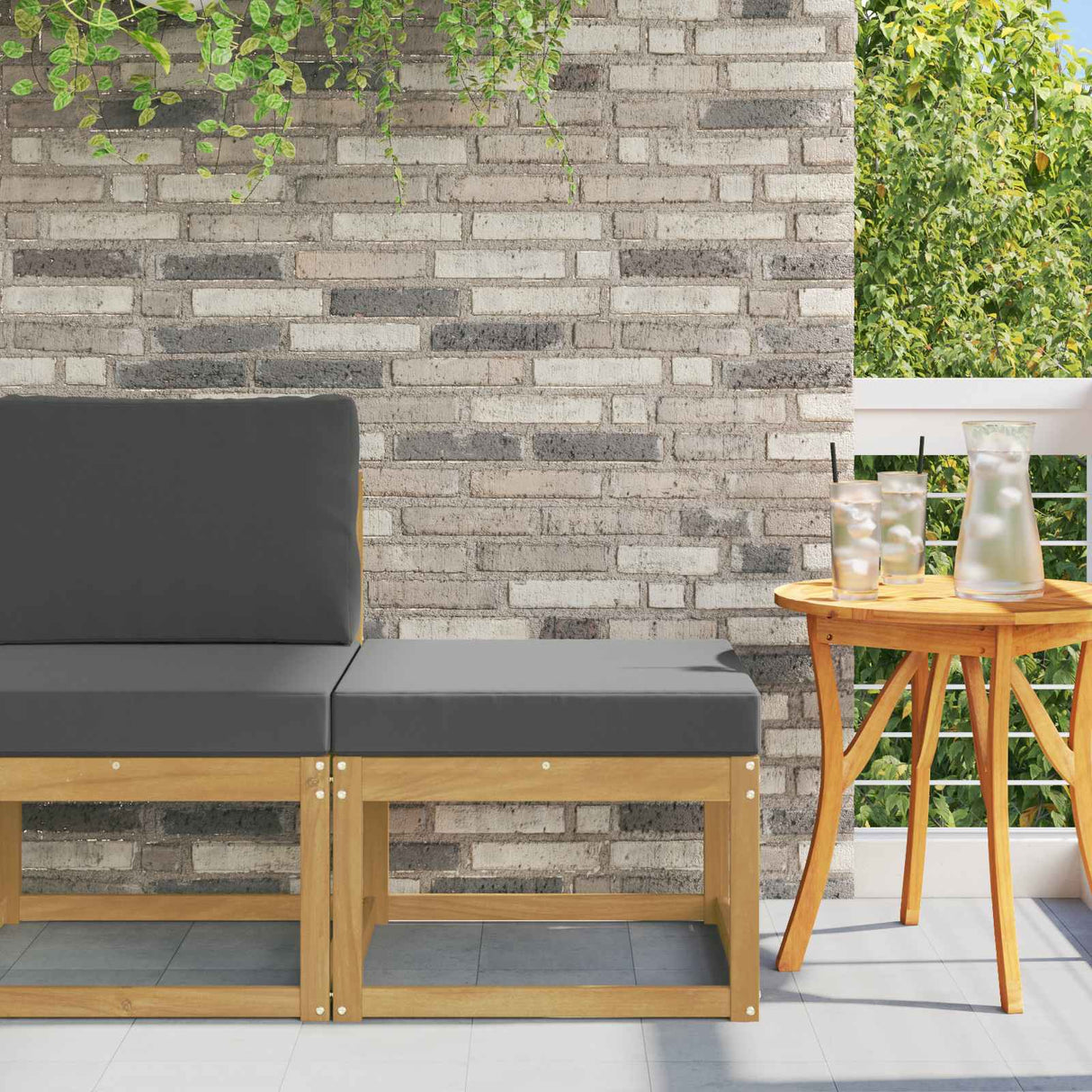 vidaXL Buiten Midden Sofa Massief Acacia Hout Naturel