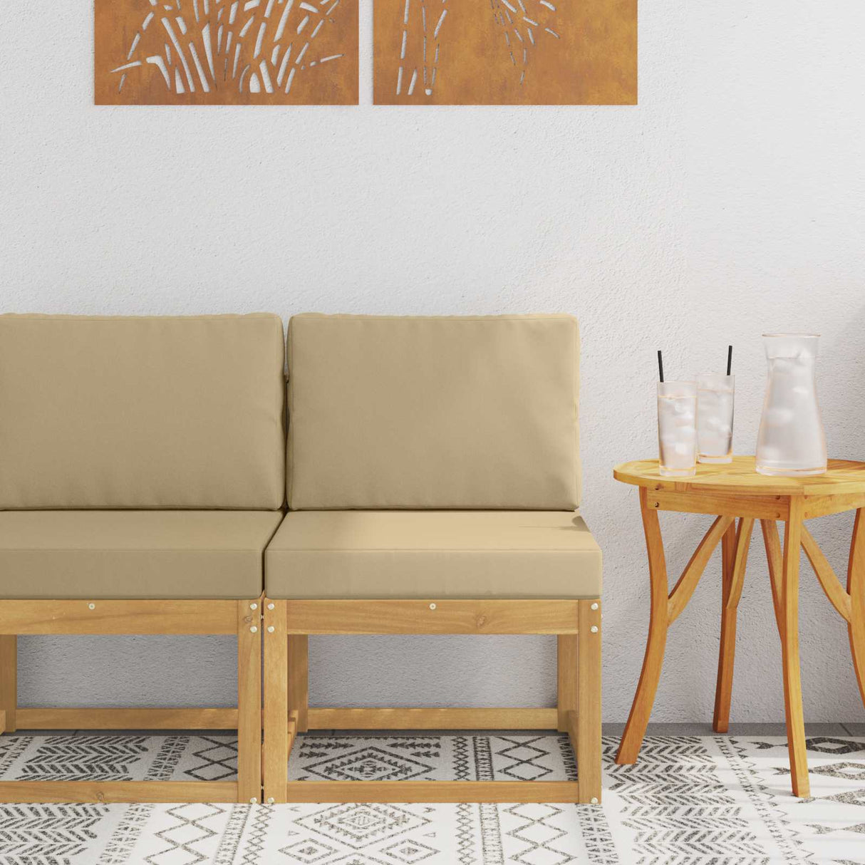vidaXL Buiten Midden Sofa Massief Acacia Hout Naturel