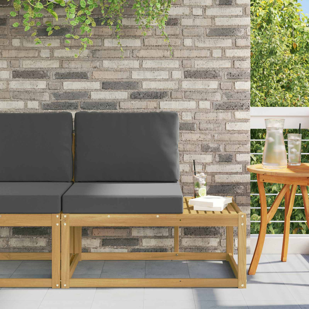 vidaXL Buiten Midden Sofa Massief Acacia Hout Naturel