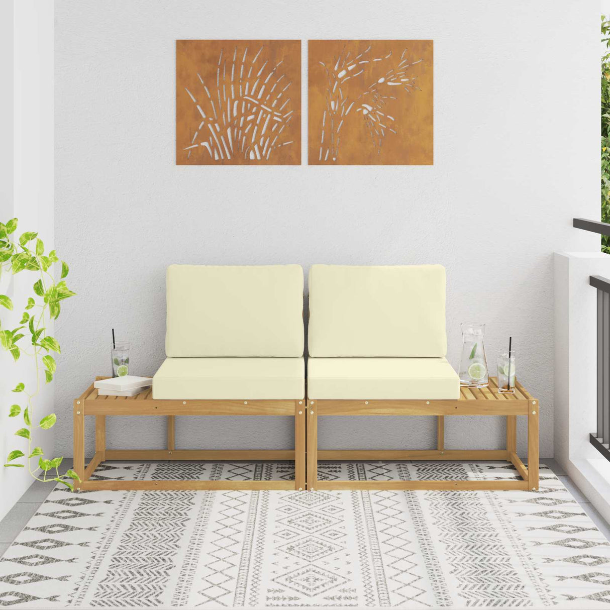 vidaXL Buiten Midden Sofa Massief Acacia Hout Naturel