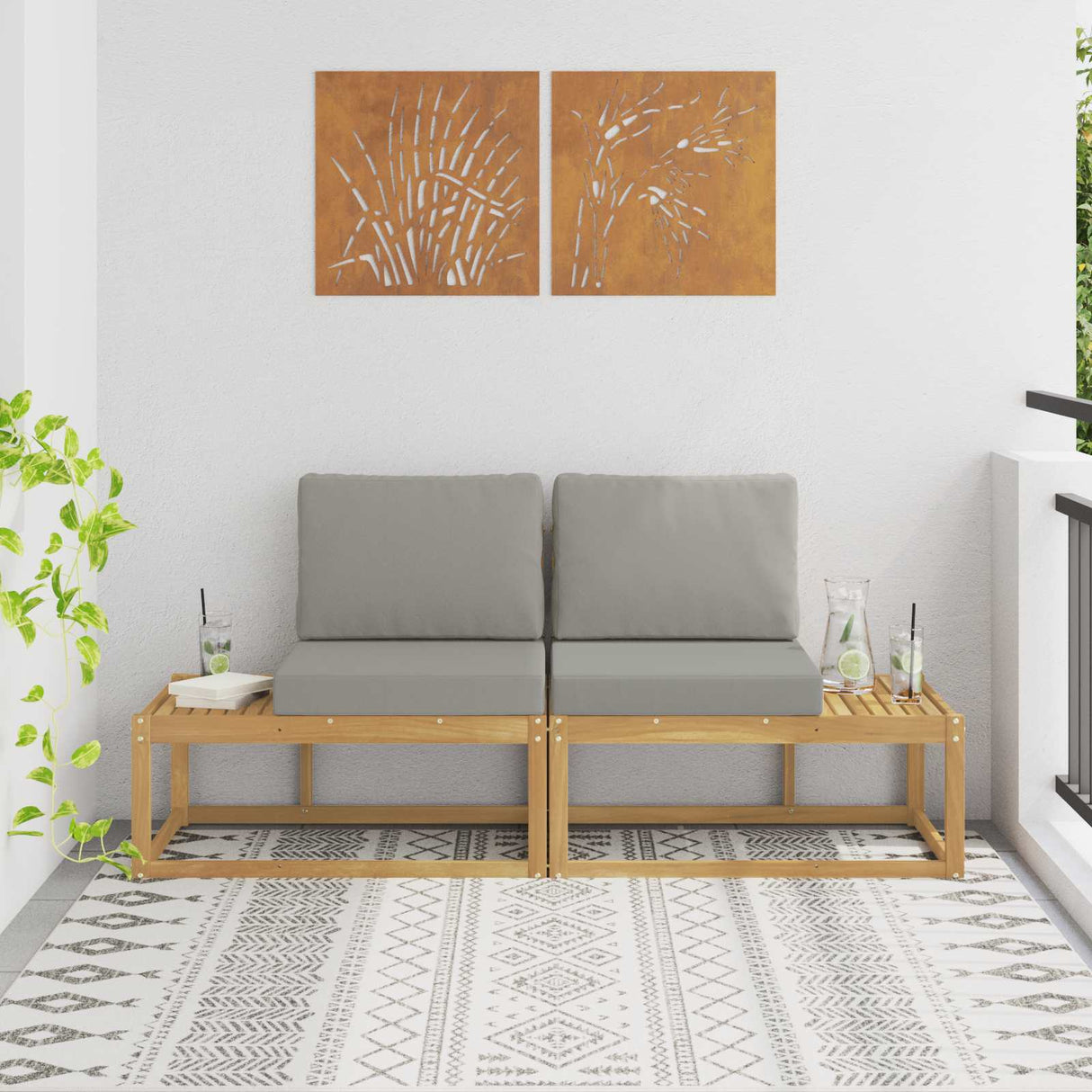 vidaXL Buiten Midden Sofa Massief Acacia Hout Naturel