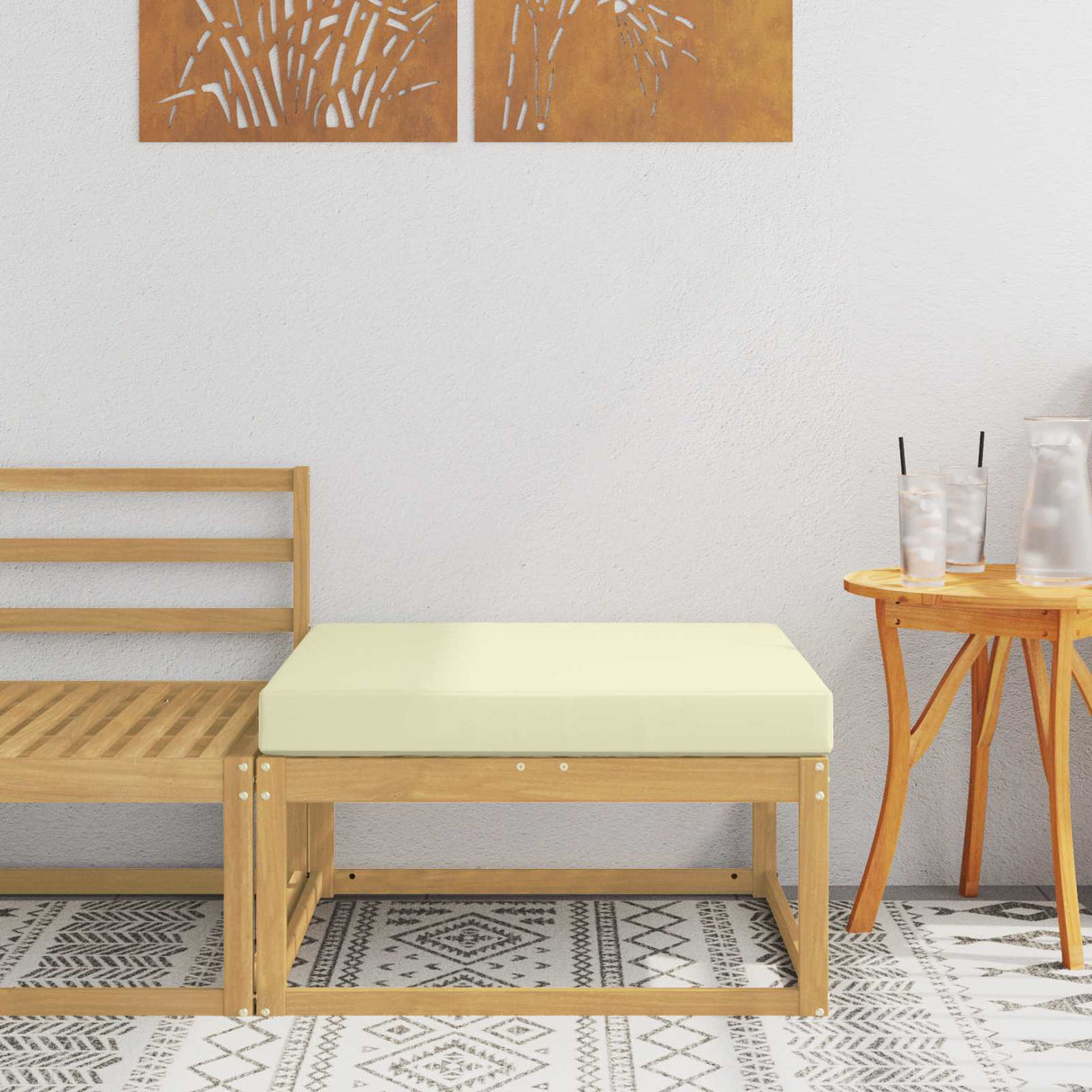 vidaXL Outdoor Ottoman Solid Acacia Wood Natural