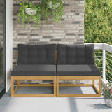 vidaXL Outdoor Ottoman Solid Acacia Wood Natural