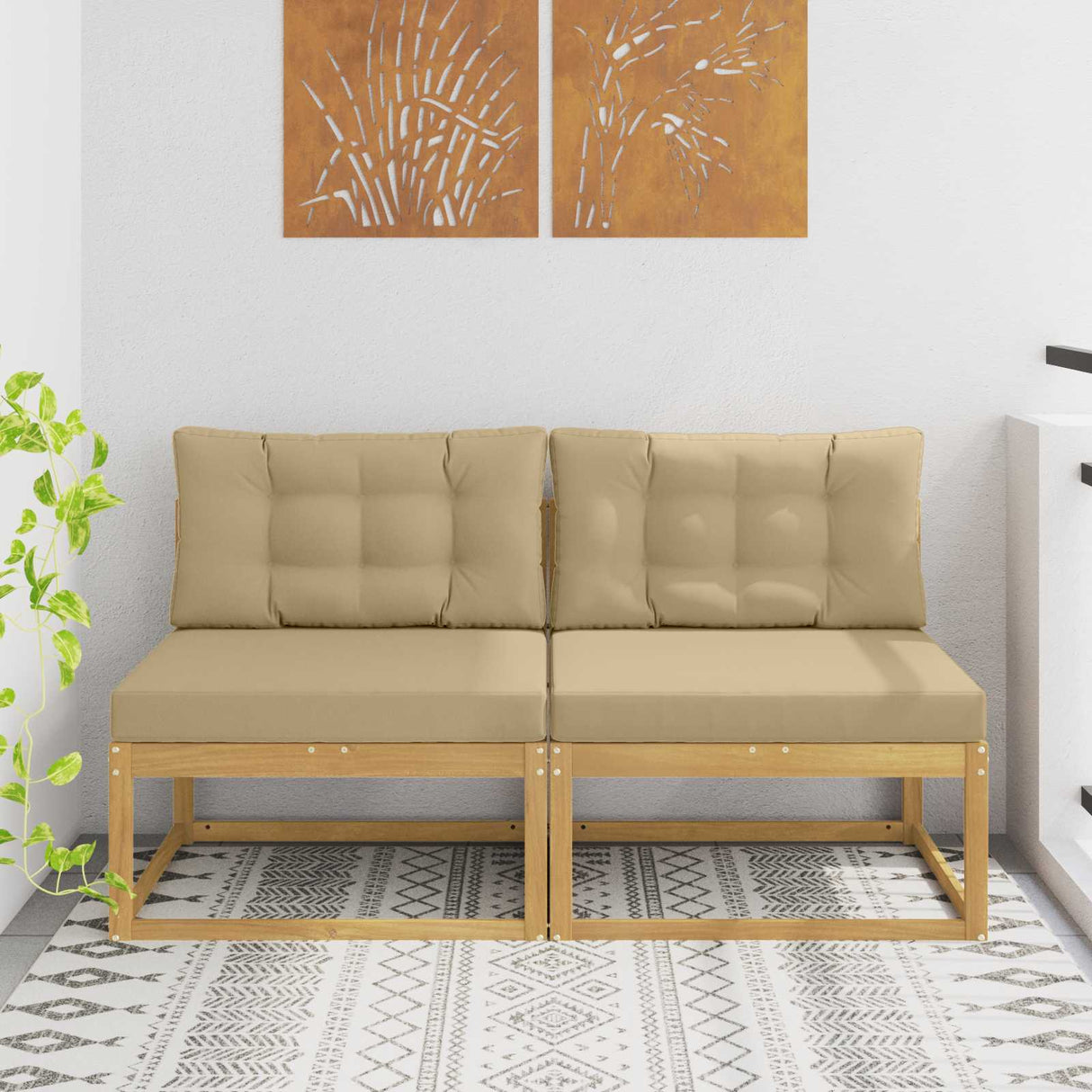 vidaXL Outdoor Ottoman Solid Acacia Wood Natural