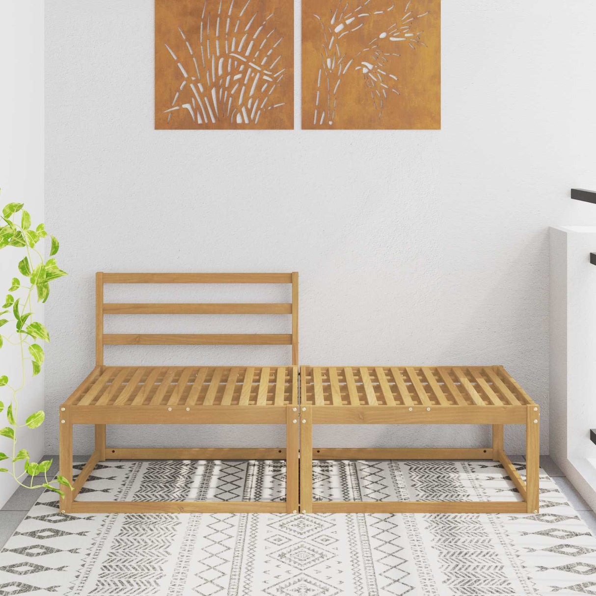 vidaXL Outdoor Ottoman Solid Acacia Wood Natural
