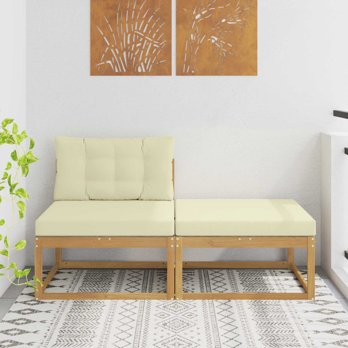 vidaXL Outdoor Ottoman Solid Acacia Wood Natural